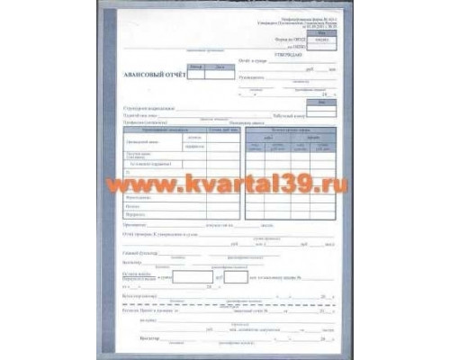 Бланк Авансовый отчет А4